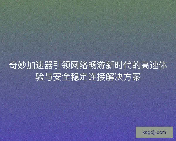 奇妙加速器引领网络畅游新时代的高速体验与安全稳定连接解决方案